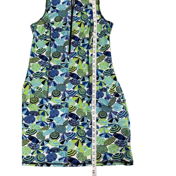 Kevan Hall Sport Sleeveless 1/2 Zip Golf Dress Blue Green Floral  Womens Size L - Picture 5 of 8